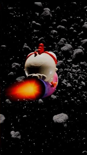 Flying through a asteroid belt with a chicken! #spaceship #blenderanimation #animationpractice