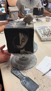 Some slab sculptures from ceramics 1! These were some in progress pics and videos but today was the last day working on them in class. The project was to make something using stiff slabs that had at least 6 sides. They could make a cube, box with lid, or beyond. A lot chose to get really creative with it, which is why this is one of my favorite projects. It’s not easy to teach (rulers?? Templates?? Whaat?) but it’s worth it…I think. I’ll post more pics when they’re all glazed in a couple weeks #