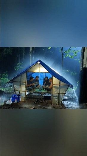 Building a Survival Shelter in the Forest During Heavy Rain 🌧️, relaxing rain sound
