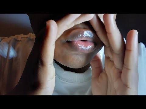 ASMR - Tongue swirls,lip licking, teeth kissing, slow lipgloss application and speaking gibberish