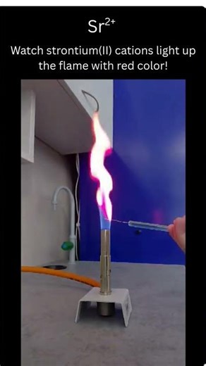 Flame test of strontium (II) cations