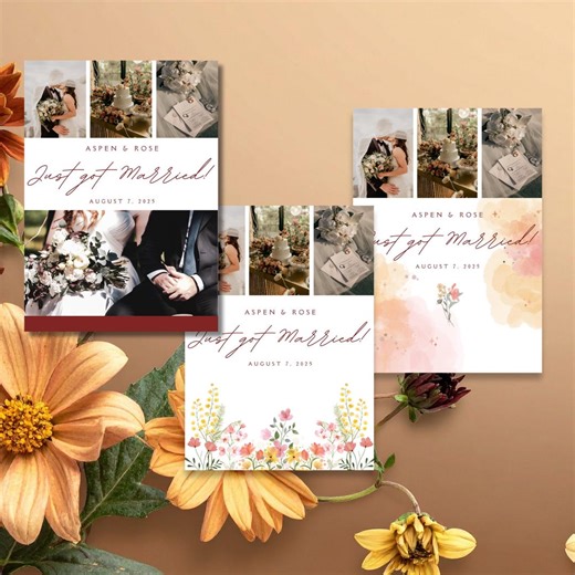 Floral Watercolor Wedding Thank You Bundle | Editable Canva Template (digital Download) - Etsy