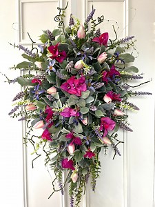 Summer Wreath, Teardrop Swag, Spring Wreath, Wreath for Front Door, Spring Swag, Mothers Day Gift, House Warming Gift, Summer Wreaths - Etsy