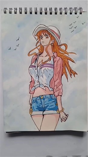 Nami drawing ✨ with only water colour tube|| Day-2 to draw 30 anime girl character|| #nami
