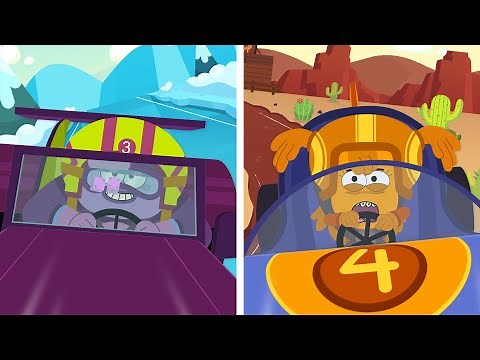 Super Fast Cars at the Ice & Desert Race Tracks | Car Cartoon for Kids!