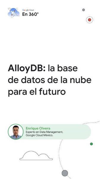 ¡Descubre todo el potencial de tu base de datos con AlloyDB! Explora una solución innovadora que brinda más disponibilidad, mayor escalabilidad y una gestión más inteligente con #IA y #MachineLearning. Revive el webinar de #GoogleCloud en 360°, aquí → https://goo.gle/482YrHv | Google Cloud | Facebook