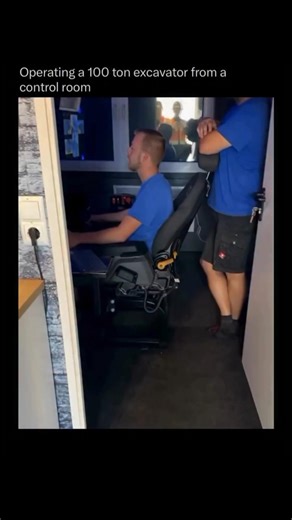 Operating A 100 Ton Excavator From A Control Room. #shorts