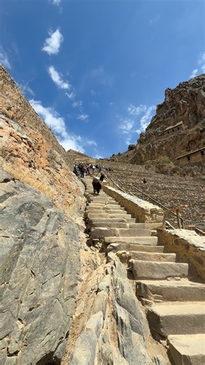 Just a normal day in Ollantaytambo: me trying not to get tired… and the llama going down like it’s an escalator 🦙😎⛰️ | Explora el Perú