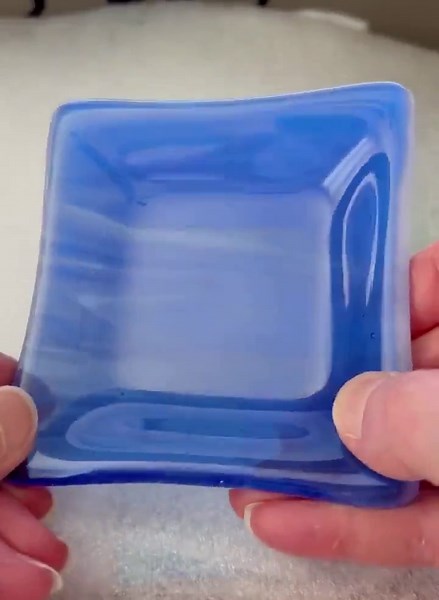Blue Streaky Glass Ring Dish: Fused Art Glass Tray - Etsy
