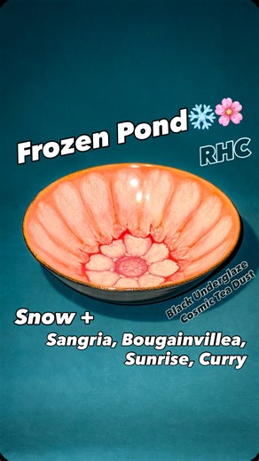 Samy Boulos - Pottery on Instagram: "End Result included!🔥 Frozen Pond❄️🌸Snowy Pink Sunrise — Take 2!😅😅 Giving this combo (slightly altered) another try! Using Snow (from Amaco) as base glaze, Running Hot Chowder (RHC) dots as usual, and as cover glaze, various Spectrum Floating Glazes in bands. The first test, Take 1 so to speak, is the linked Reel here (Dec. 28th 2025), where I used less glaze and fired it only to cone 5, giving no glaze flow/movement at all. So I wanted to try it out with