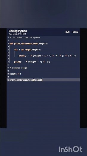 Christmas tree in Python.#python #pythonprogramming #coding #coder #code #computerscience #pyp #cpp