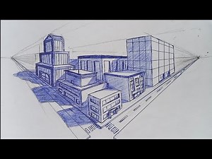 How I used 2-Point Perspective to draw buildings | Step By Step.