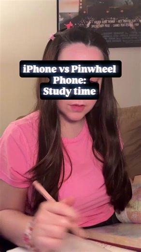 How it feels trying to study with an iPhone vs how it feels studying when you have a Pinwheel phone. 🤳 Pinwheel phones come with the Schedules feature that you, the parent/caregiver can schedule. Yes, that includes Study Mode that let's you the parent/caregiver decide what apps and contacts are available on your child's phone during their scheduled study time. 📓📝📚 #pinwheelphone #kidsandtech #digitalparenting #healthytechhabits #kidsphone #parenting #smartphonestudytips