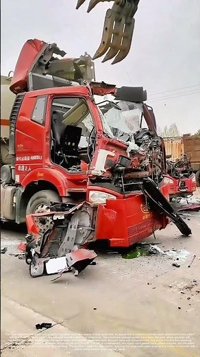 The Shearing Jaws: An Excavator's Surgical Dismantling of a Truck Cab