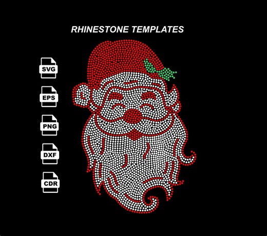 Santa Claus Rhinestone Templates. Merry Christmas Ss10 SVG Transfer. Iron-on Transfer. - Etsy