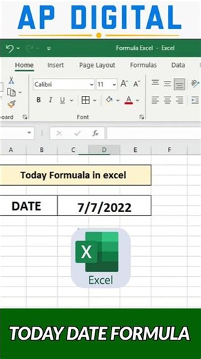 Today date formula in excel #excel #exceltips #learnexcel #exceltricks #exceltutorial #googlesheets