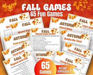 Fall Game Bundle, Autumn Trivia Games, 65 Fun Printable Games for Adults and Kids, Fall Games & Activities. Apple Pumpkin Games,office Games - Etsy