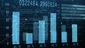 Financial indicators and diagrams on a digital background