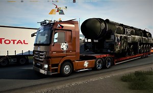 800hp Mercedes Actros Open Pipe. heavy Military nuclear weapon transportation Russia #eurotrucksimulator2 | OBiFLY
