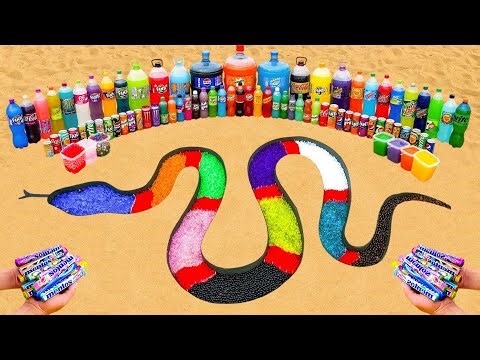 How to make Snake hole with Orbeez, Giant Coca Cola, Mtn Dew, Pepsi vs Mentos & Popular Sodas