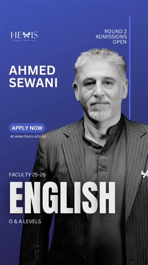 Mr. Ahmed Sewani, our dynamic O & A Levels English Language teacher, known for his engaging teaching style and commitment to academic excellence. 📚✨ At Hexis College, we believe great educators shape future leaders and Mr. Sewani is a testament to that vision. From personalized academic support to real world readiness, Hexis offers a complete Cambridge experience. 💡 Expert Faculty | Purpose-Built Campus | Career Counseling | Co & Extra Curricular | University Placements 📍 Visit us near Naheed