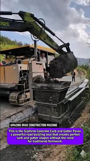 Amazing Road Construction Machine | Concrete Curb & Gutter Slipform Paver in Action.