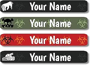 Lovable Labels Personalized Labels for Kids (120 Labels) - Waterproof Dishwasher Safe Peel and Stick Labels are Great for School Supplies Daycare Camp Bottles (Zombie Camp)