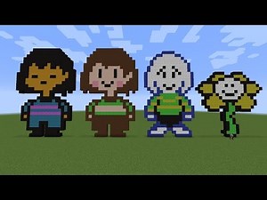 Minecraft Undertale Pixel Art: Frisk, Chara, Asriel and Flowey