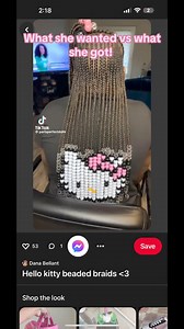 9.2K views · 529 reactions | I USED 288 BEADS TO CREATE HELLO KITTY FACE‼️ 300+ beads total  butttttt this is what she wanted vs what she got..殺 This is definitely a “LUXURY SERVICE”! #fyp #foryoupage #mississippibraider #hairtok #mustwatch #hairtok #hellokitty #viral #omg | Terrica DaBraid Wiz | Facebook