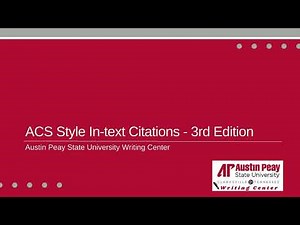 ACS Style In text Citations - 3rd Edition