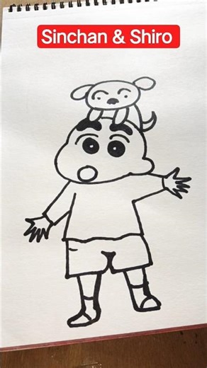 Sinchan & Shiro outline drawing #art #shorts #youtube