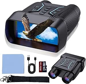 Night Vision Goggles, 4K Night Vision Binoculars for Adults 4.5'' HD Screen 32GB Card 8X Zoom for Photos and Videos, Christmas Outdoor Night Adventures and Wildlife Watching, Ideal Gifts for Men & Boy
