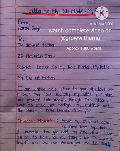 Letter to My Role Model My Father in English 1000 Words Dhai Akhar Letter Writing Competition