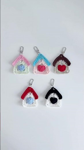 [Crochet with me🤍] 코바늘 집 키링 뜨기 Crochet House Keychain Tutorial #crochet #코바늘