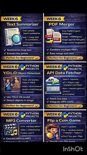 Week 6 Python Projects List #shorts #python