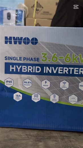 HR ENERGIES SOLAR SOLUTION'S FAISALABAD. 📌 HWOO CIS-6K-H 6kW Hybrid Inverter (IP65) Rated Power: 6 kW output Type: Single-phase hybrid inverter (on-grid & off-grid modes) MPPT: Dual high-efficiency MPPT tracking to maximize solar harvest IP Rating: IP65 — dust-tight and water-resistant, good for outdoor installation Switching: Fast transition between grid and battery (