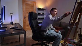 Multitasking Man in Creative Home Studio Working at Computer Painting on Canvas Playing Guitar Time Lapse Stock Video - Video of guitar, balance: 399703649