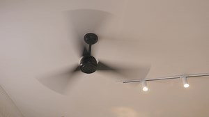 Rotation of ceiling fan close up