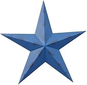 40 Inch Rustic Blue Star Metal Barn Star Wall Art for Garden, All Seasons