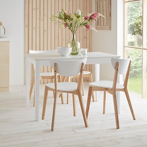 Paul White Extendable Dining Table Set - 6 Seater - Paul White Dining Chairs - Beech Legs