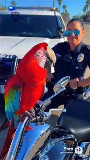 Parrot ROASTS Cop Car Lights! 🤣🚔💚 #funny #viral #shorts