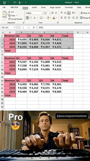How to autosum selected cells in excel 😱 #excel #office #spreadsheet