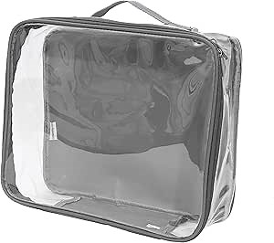 Medium Clear Travel Packing Cube/See-Through Clothes Organizer for Carry on & Checked Suitcase, RV or Camping/Transparent Storage Cell/Doll Storage/Game Day Stadium Approved (Gray)