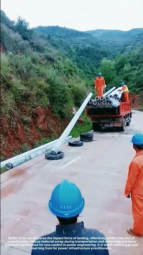 Unload Concrete Poles With Tire Cushion Hack