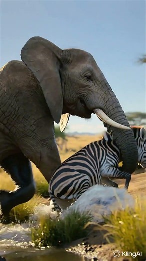 Hero Elephant Saves Zebra From River!