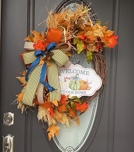 Fall Grapevine Wreath: Welcome Pumpkin Decor, Autumn Door Wreath - Etsy