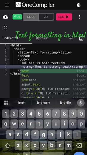 Text formatting in html