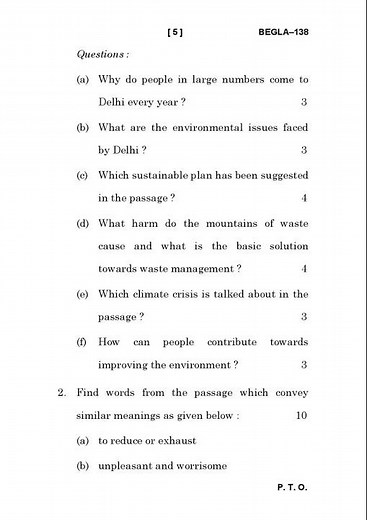 BEGLA - 138 December 2023 Question Paper