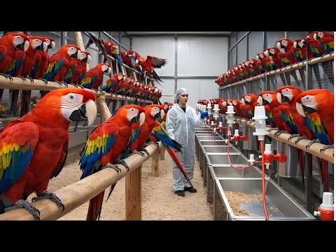 Inside a Massive Scarlet Macaw Mega Farm – Feeding, Breeding & Advanced Monitoring {Full Process}