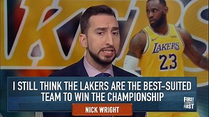 "I still think the Los Angeles Lakers are the best-suited team to win the championship. The Bucks are still the best-suited team to have the best record. ... The Lakers are not a flawless team. But 2 losses in a row doesn't make them a flawed team." — Nick Wright | First Things First on FS1